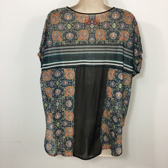 Clover Canyon Blouse short Sleeve Semi Sheer Sz M - Picture 2 of 8